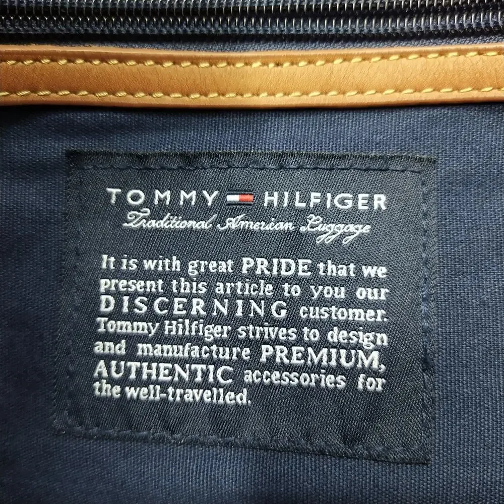 Tommy Hilfiger Dark Blue Canvas Double Handles Zipper Messenger Laptop Bag